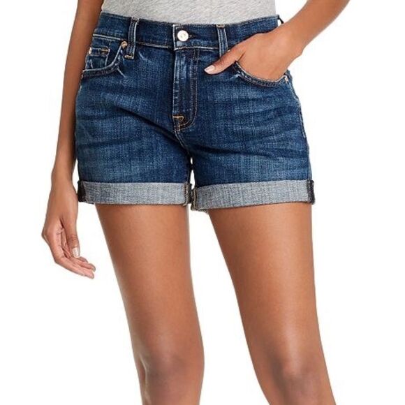 7 For All Mankind Mid Roll Jean Shorts Sz 25 - Picture 1 of 10